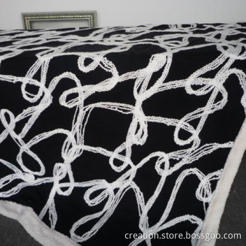 Embroidery Throw with Sherpa Backing